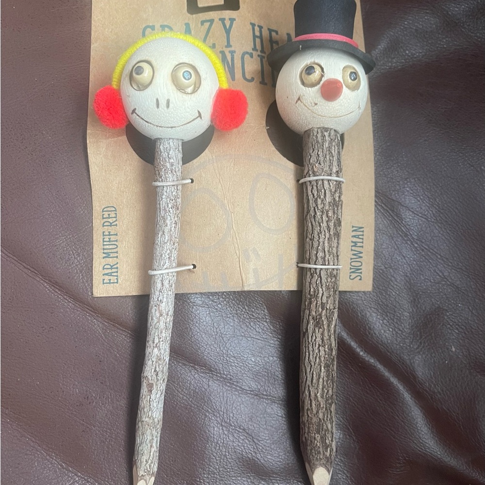 NEW EARMUFF RED AND SNOWMAN Crazy Head Pencil